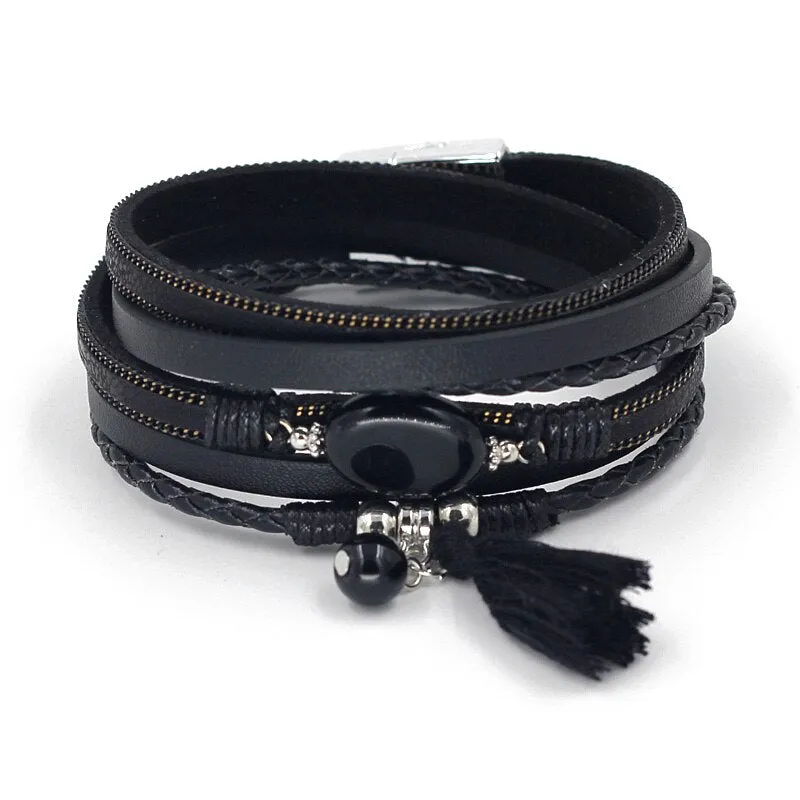 Women's Bracelet Jewelry Multi-Layer Leather Winding