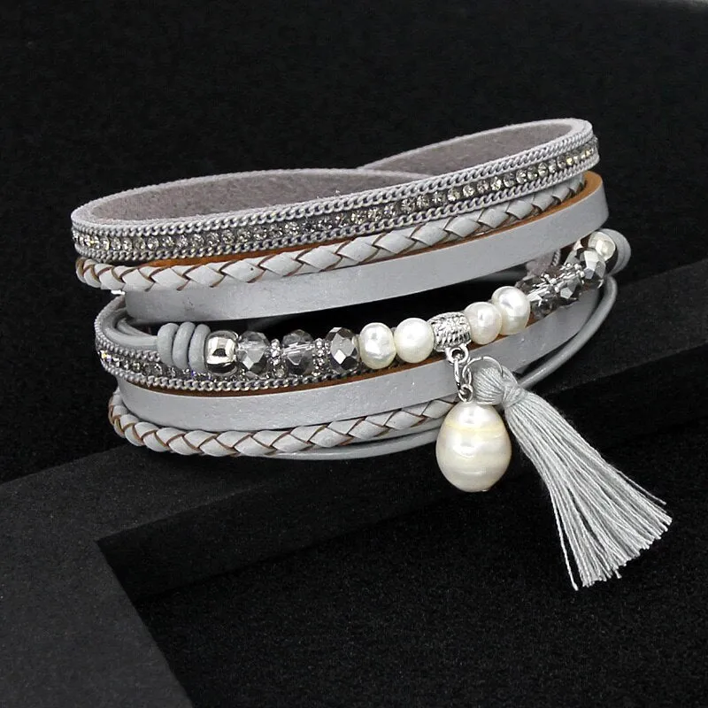 Women's Bracelet Jewelry Multi-Layer Leather Winding