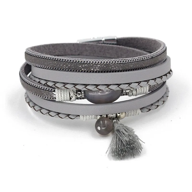 Women's Bracelet Jewelry Multi-Layer Leather Winding