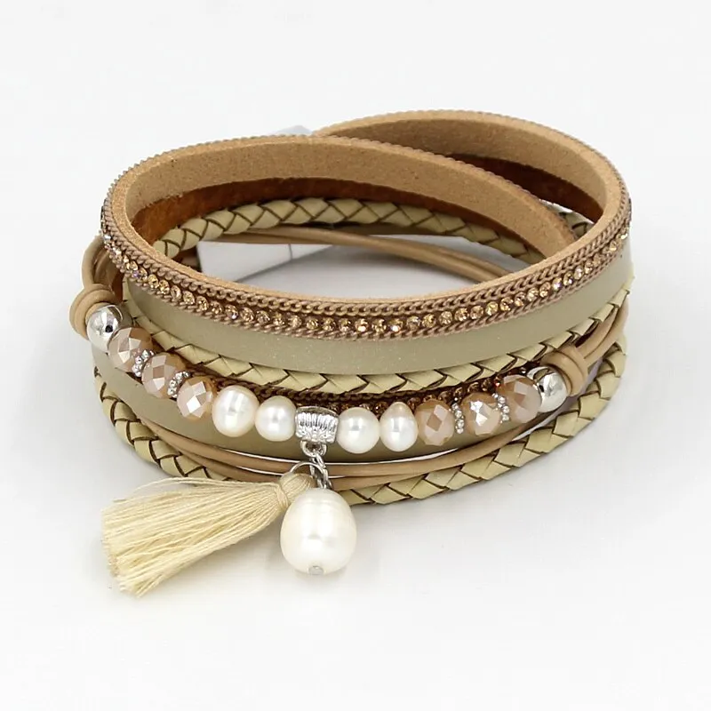 Women's Bracelet Jewelry Multi-Layer Leather Winding