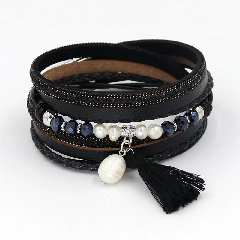 Women's Bracelet Jewelry Multi-Layer Leather Winding