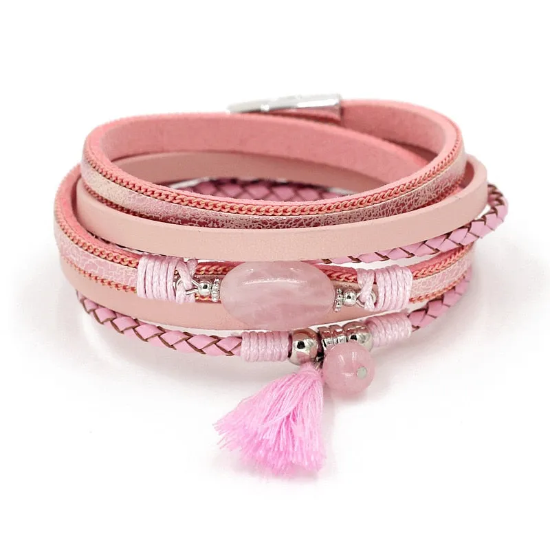Women's Bracelet Jewelry Multi-Layer Leather Winding