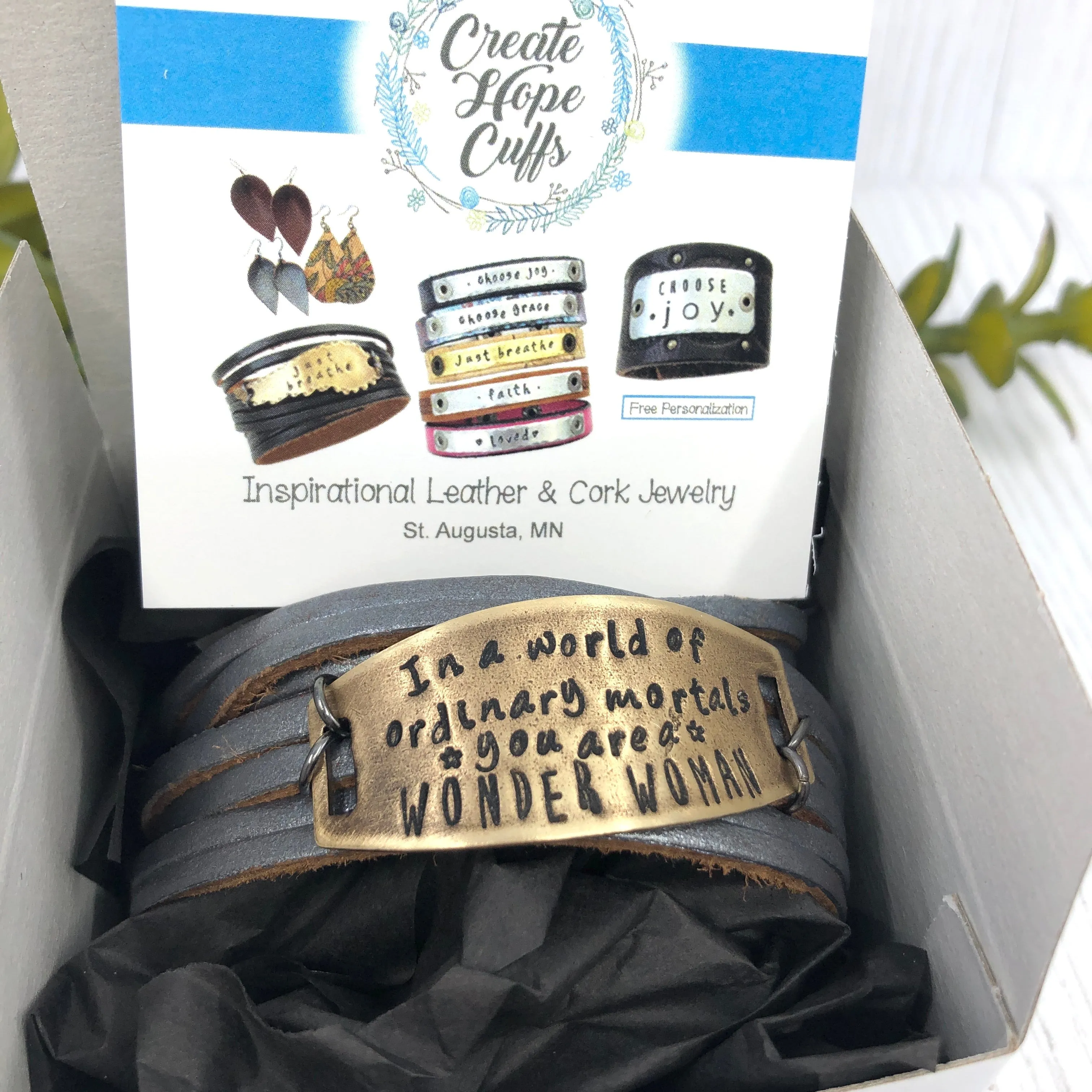 WONDER WOMAN Leather & Bronze Wrap Bracelet | Adjustable