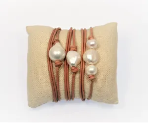 Wrap Around Pearl & Leather Bracelet
