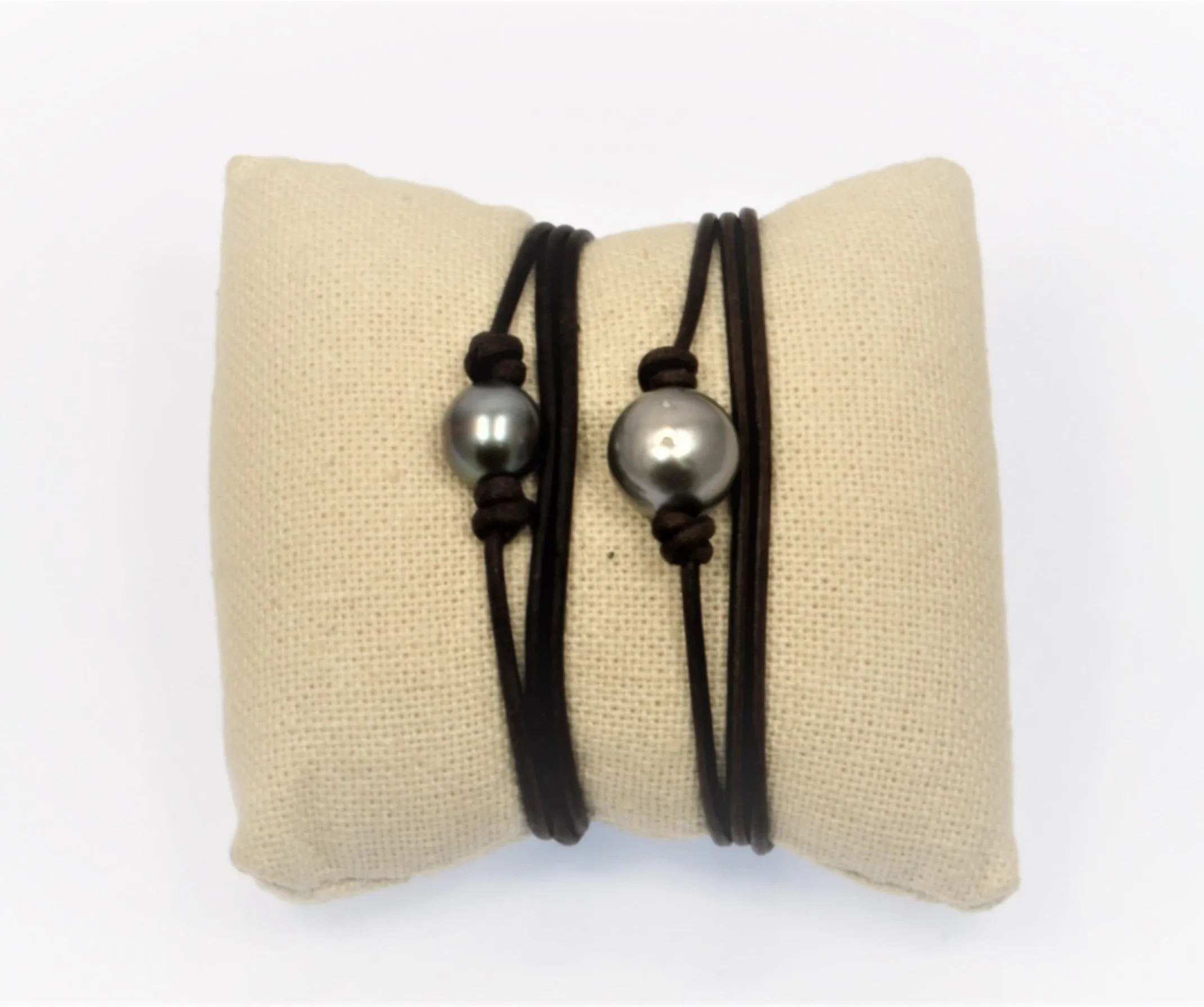 Wrap Around Pearl & Leather Bracelet
