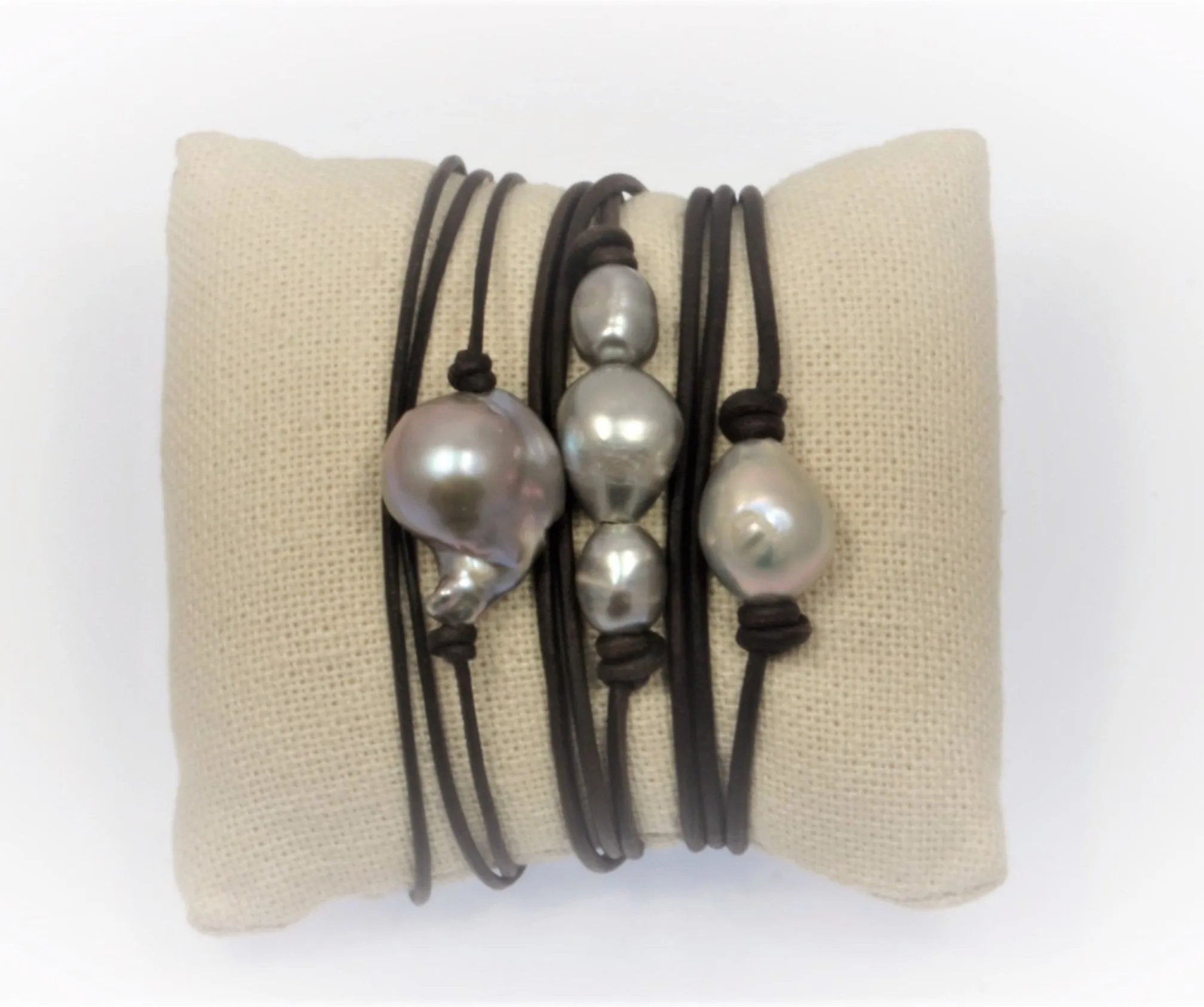 Wrap Around Pearl & Leather Bracelet