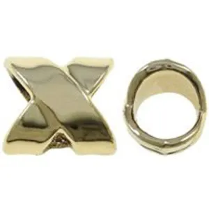 X Design Gold Tone High Quality Bead Charm Spacer for Snake Chain Bracelet