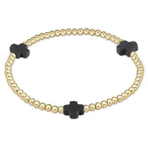 XL ENewton Extends Signature Cross 3mm Bead Bracelet- Onyx