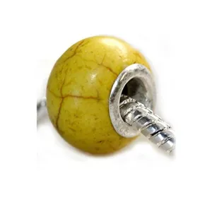Yellow Charm European Bead Compatible for Most European Snake Chain Bracelet