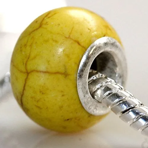 Yellow Charm European Bead Compatible for Most European Snake Chain Bracelet