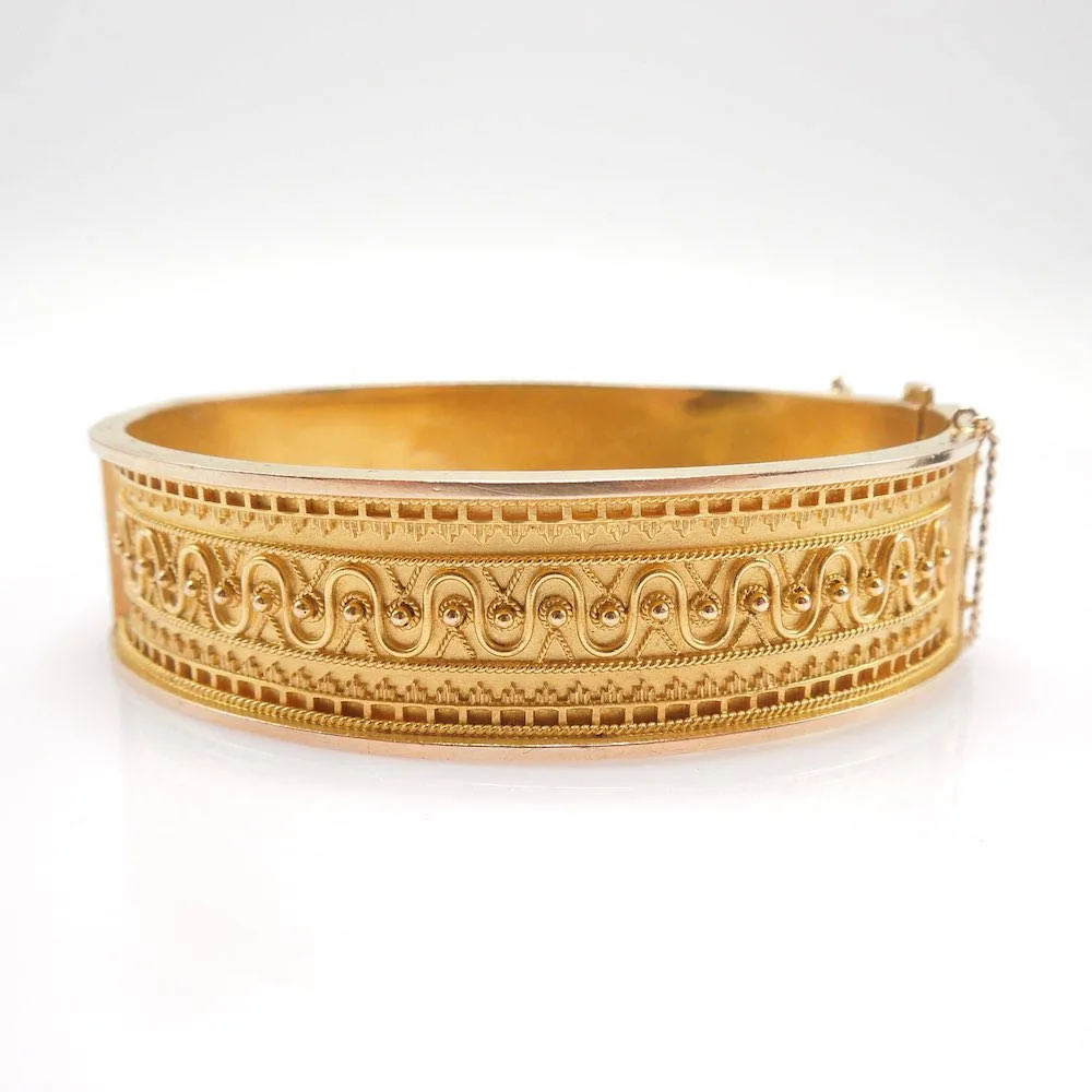 Yellow Gold Etruscan Revival Style Bracelet -- Granulated Gold