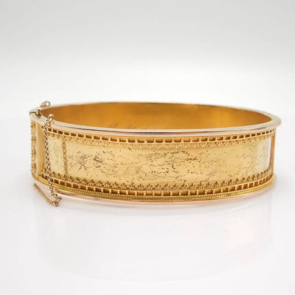 Yellow Gold Etruscan Revival Style Bracelet -- Granulated Gold