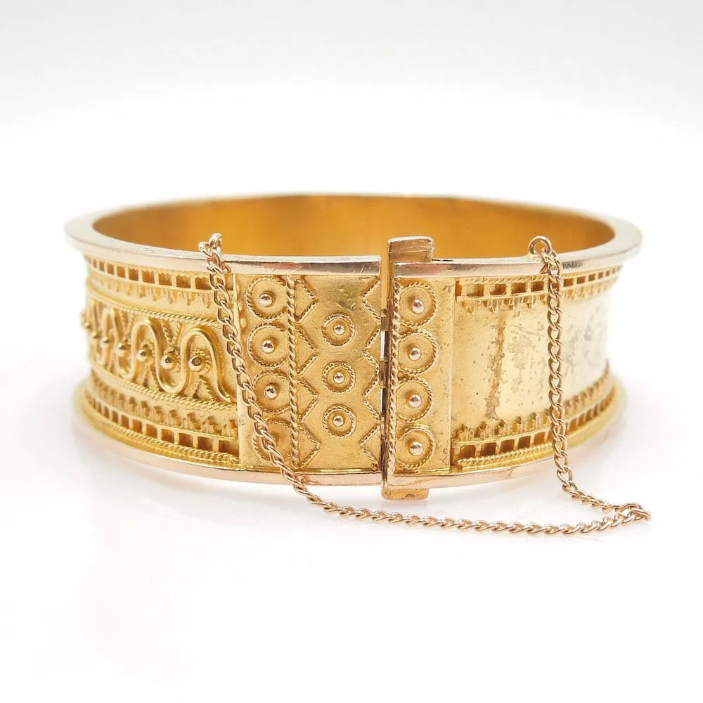 Yellow Gold Etruscan Revival Style Bracelet -- Granulated Gold
