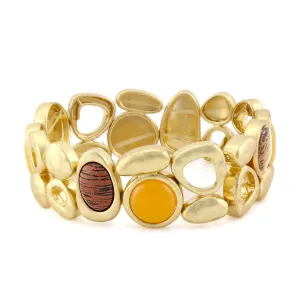 YELLOW-ORANGE AND BROWN STONE STRETCH BRACELETS #209NT2101 (4F3)
