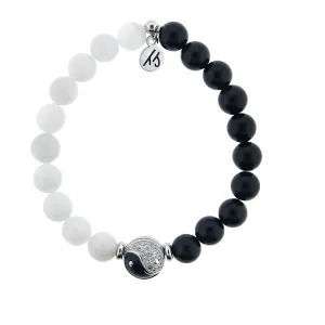 Yin-Yang Balance Bracelet with White Jade and Onyx Gemstone Bracelet